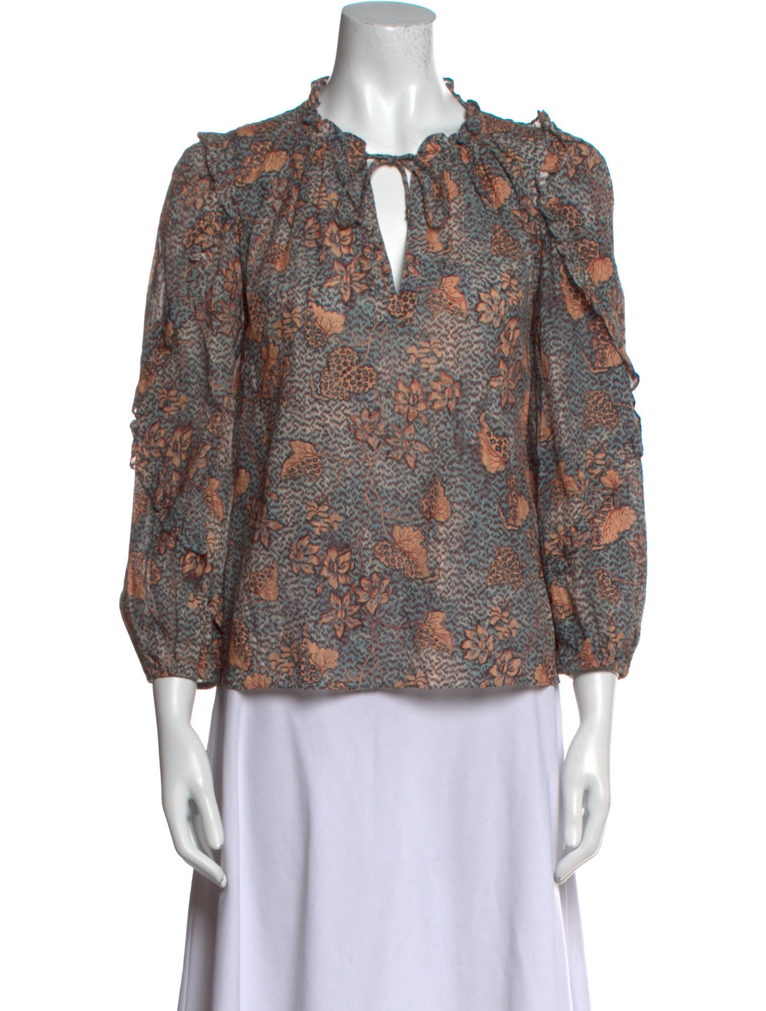 Ulla Johnson Floral Print Tie Neck Blouse