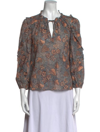 Ulla Johnson Floral Print Tie Neck Blouse