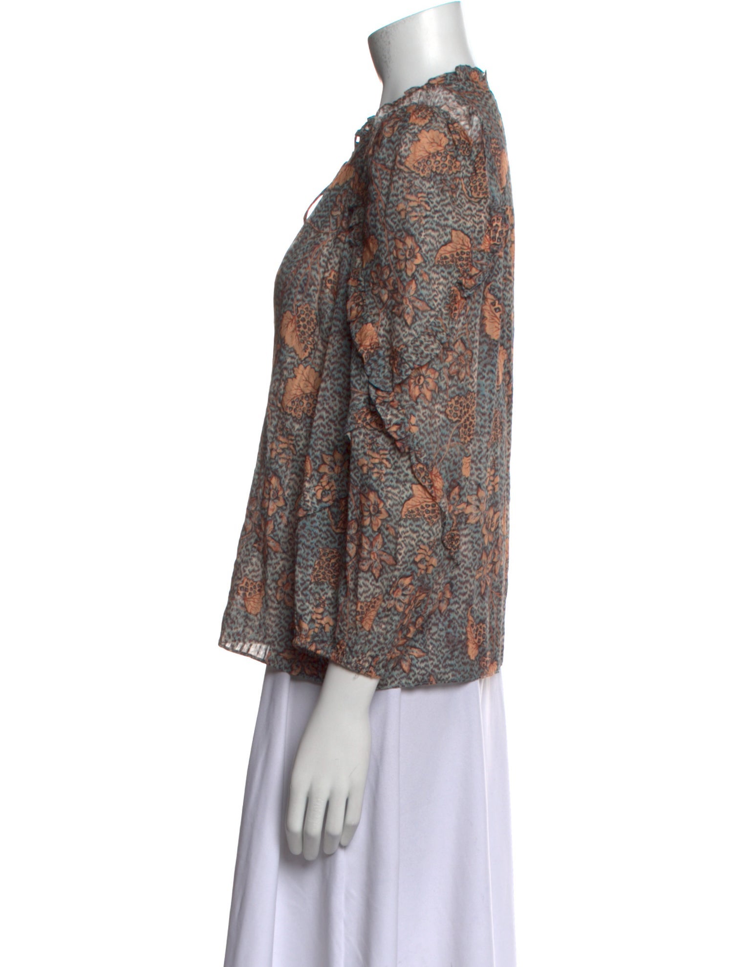 Ulla Johnson Floral Print Tie Neck Blouse