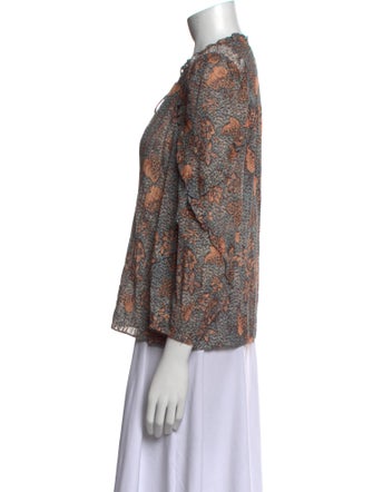Ulla Johnson Floral Print Tie Neck Blouse