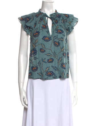 Ulla Johnson Floral Print Tie Neck Blouse