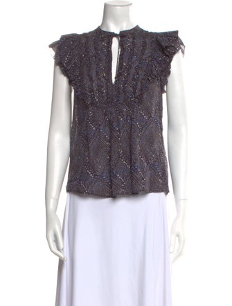 Ulla Johnson Printed Crew Neck Blouse