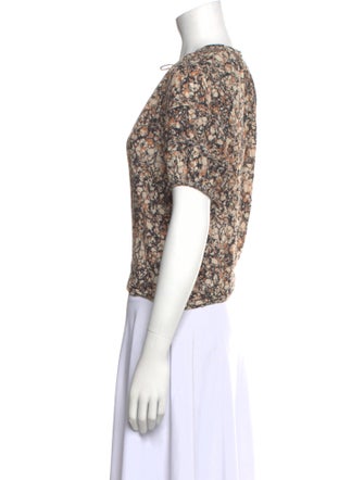 Ulla Johnson Printed Tie Neck Crop Top