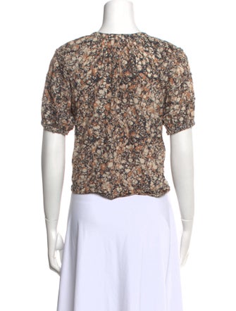 Ulla Johnson Printed Tie Neck Crop Top