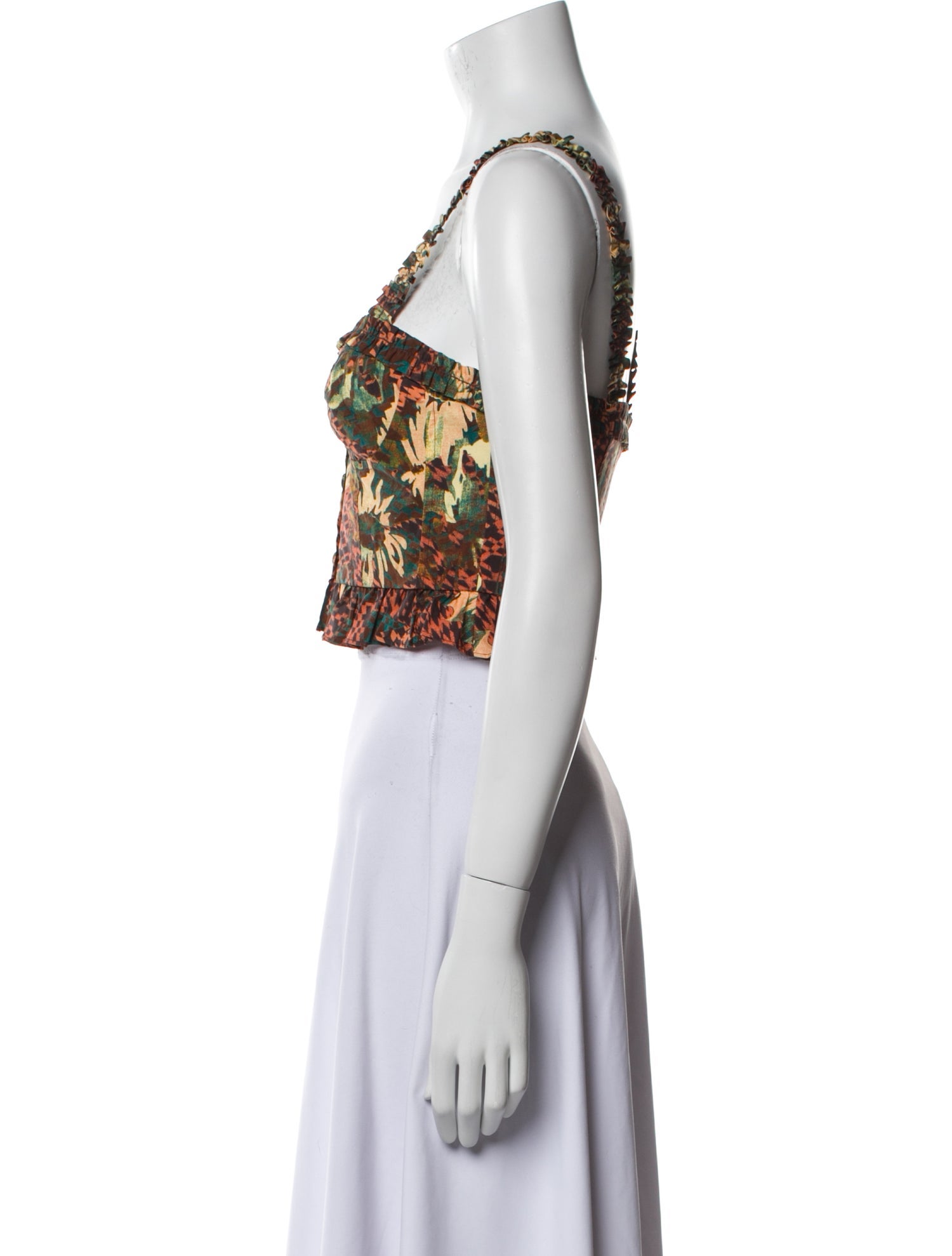 Ulla Johnson Floral Print Square Neckline Crop Top