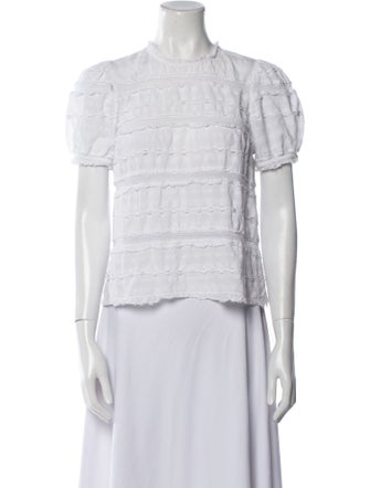 Ulla Johnson Mock Neck Short Sleeve Crop Top