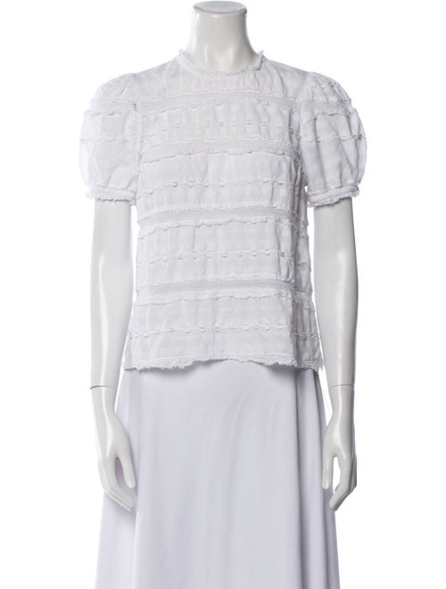 Ulla Johnson Mock Neck Short Sleeve Crop Top