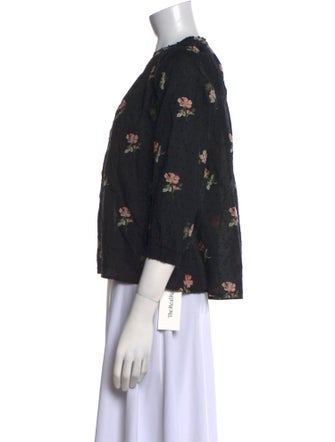 Ulla Johnson Floral Print V-Neck Blouse