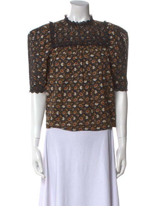 Ulla Johnson Floral Print Mock Neck Blouse