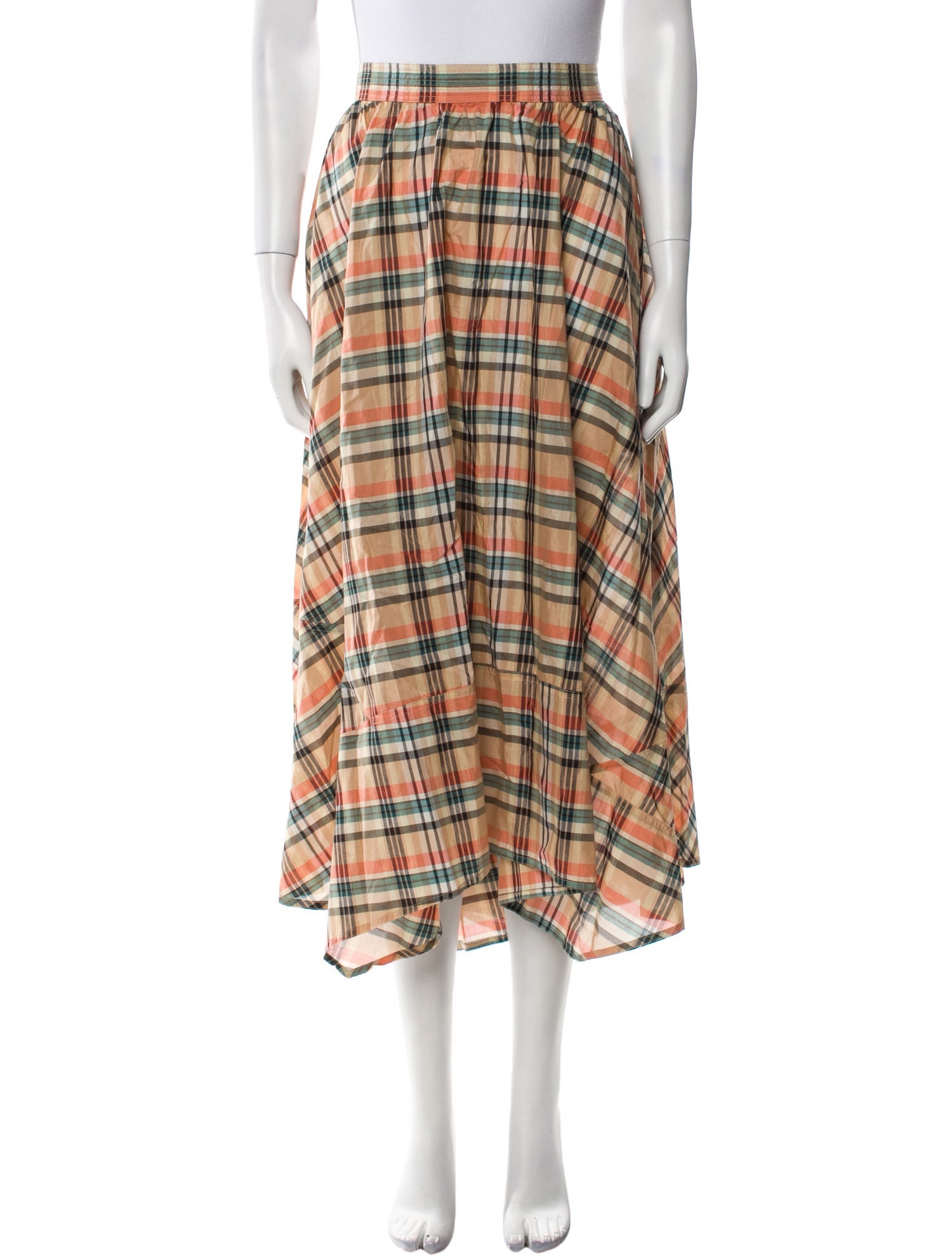 Ulla Johnson Plaid Print Midi Length Skirt