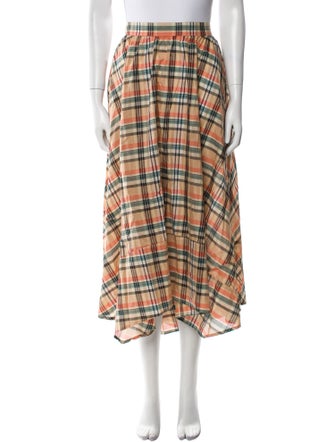 Ulla Johnson Plaid Print Midi Length Skirt