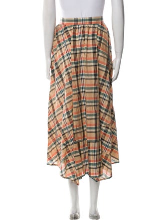 Ulla Johnson Plaid Print Midi Length Skirt