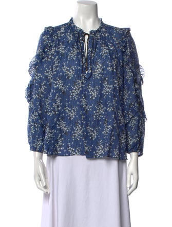 Ulla Johnson Floral Print Tie Neck Blouse
