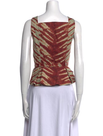 Ulla Johnson Printed Square Neckline Crop Top