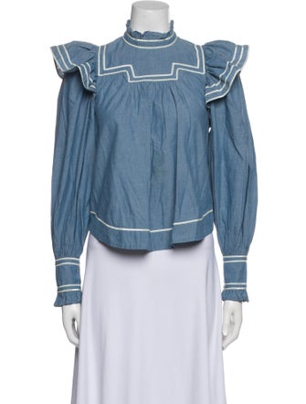 Ulla Johnson Mock Neck Long Sleeve Crop Top