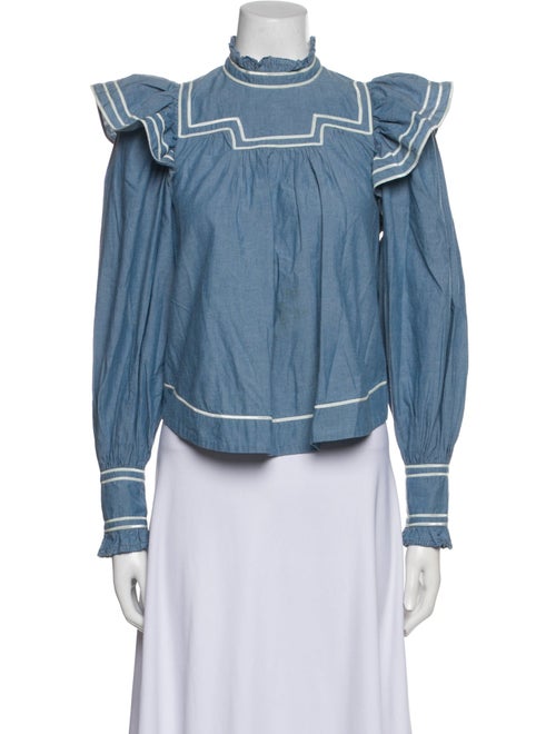 Ulla Johnson Mock Neck Long Sleeve Crop Top