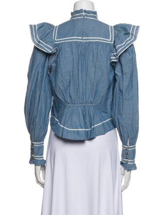 Ulla Johnson Mock Neck Long Sleeve Crop Top