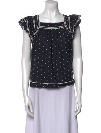 Ulla Johnson Polka Dot Print Square Neckline Blouse