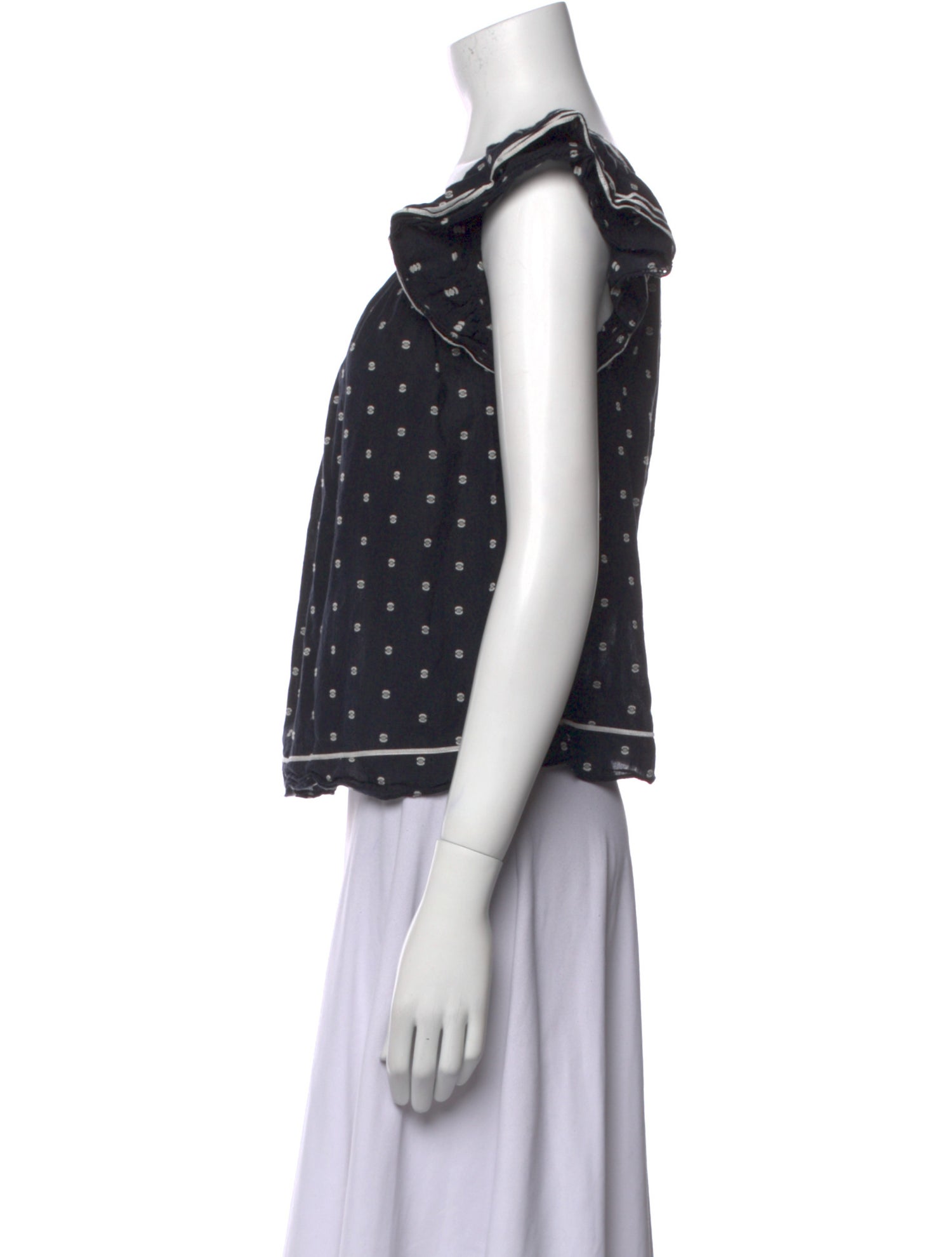 Ulla Johnson Polka Dot Print Square Neckline Blouse