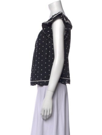 Ulla Johnson Polka Dot Print Square Neckline Blouse