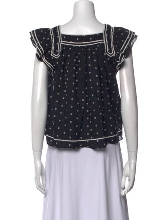 Ulla Johnson Polka Dot Print Square Neckline Blouse