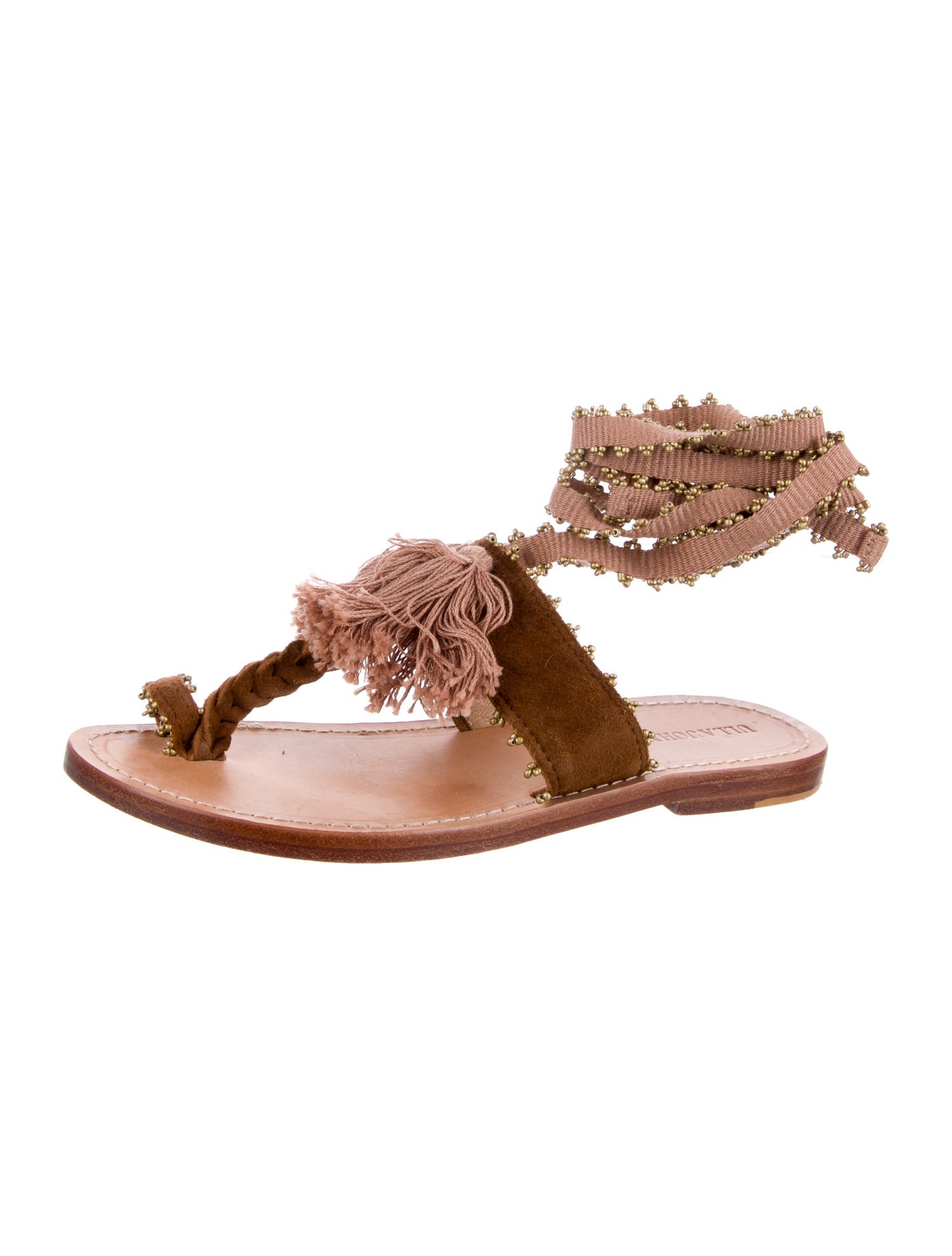 Ulla Johnson Suede Colorblock Pattern Gladiator Sandals