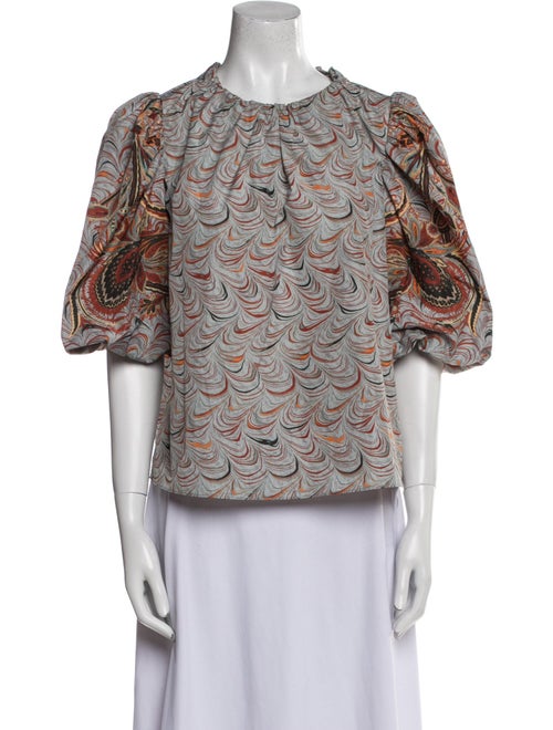 Ulla Johnson Printed Crew Neck Blouse