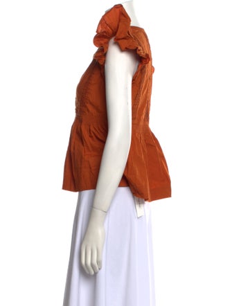 Ulla Johnson V-Neck Short Sleeve Crop Top