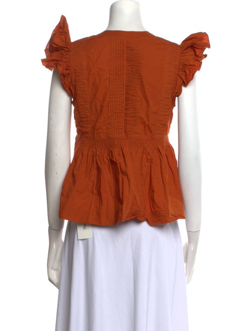 Ulla Johnson V-Neck Short Sleeve Crop Top