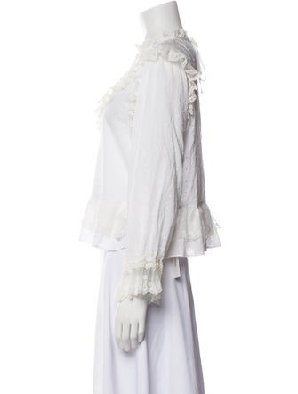 Ulla Johnson Mock Neck Three-Quarter Sleeve Crop Top