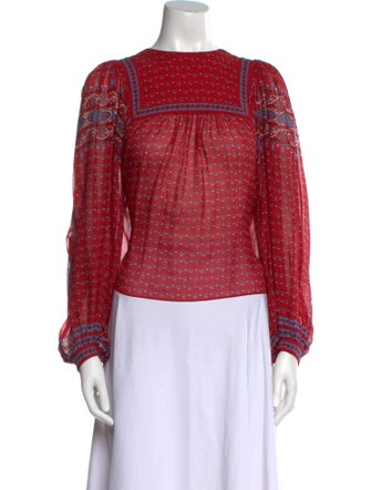 Ulla Johnson Floral Print Bateau Neckline Blouse