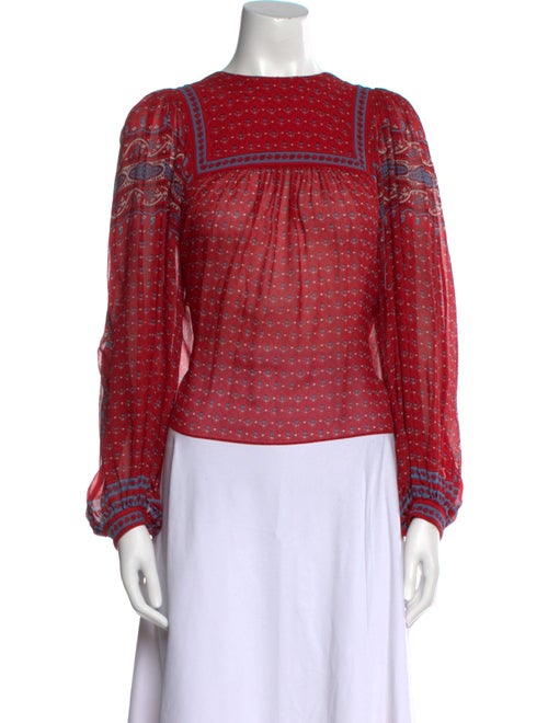 Ulla Johnson Floral Print Bateau Neckline Blouse