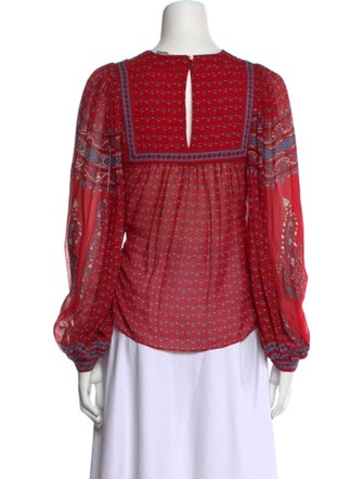 Ulla Johnson Floral Print Bateau Neckline Blouse