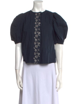 Ulla Johnson Crew Neck Short Sleeve Crop Top