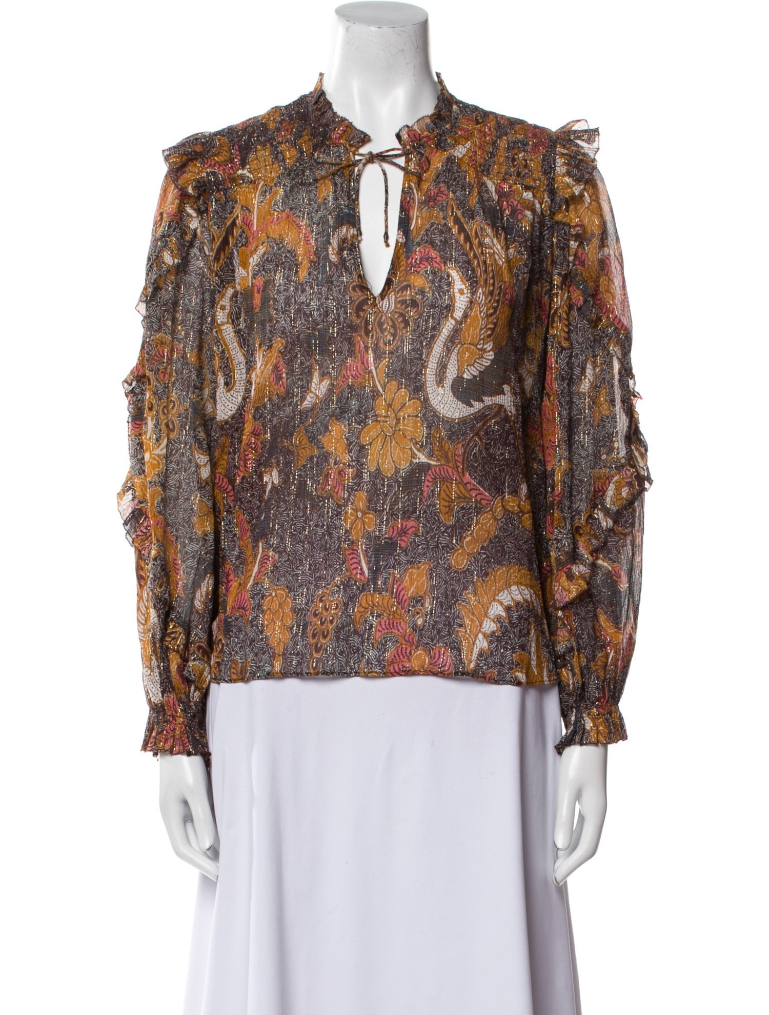 Ulla Johnson Printed V-Neck Blouse