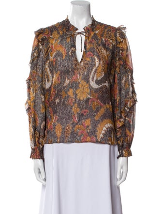 Ulla Johnson Printed V-Neck Blouse