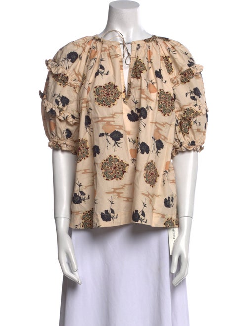 Ulla Johnson Printed Scoop Neck Blouse