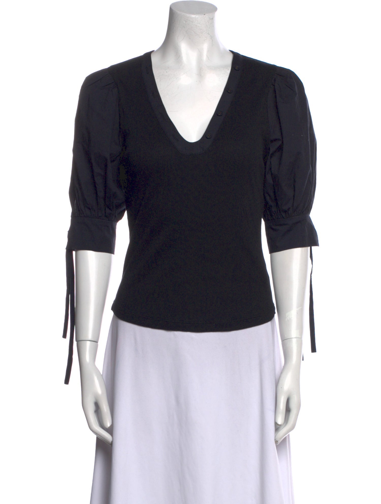 Ulla Johnson V-Neck Three-Quarter Sleeve Top