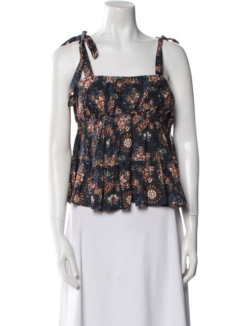Ulla Johnson Floral Print Square Neckline Crop Top