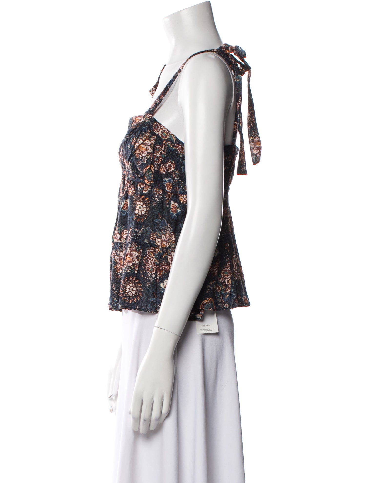 Ulla Johnson Floral Print Square Neckline Crop Top