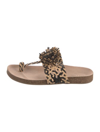 Ulla Johnson Leather Animal Print Slides