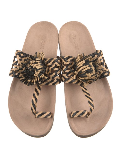 Ulla Johnson Leather Animal Print Slides