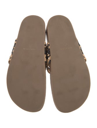 Ulla Johnson Leather Animal Print Slides