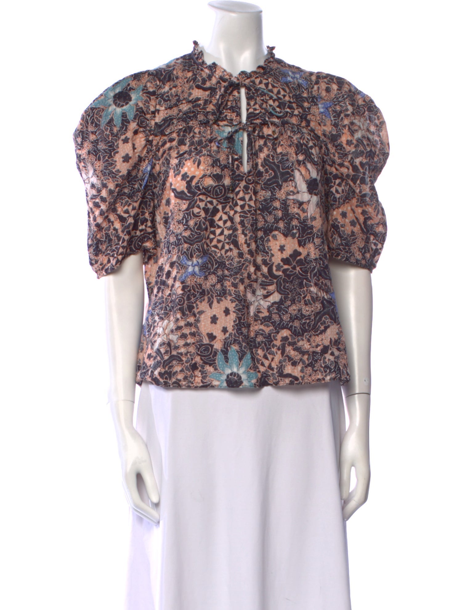 Ulla Johnson Printed Tie Neck Blouse