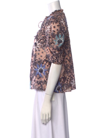 Ulla Johnson Printed Tie Neck Blouse