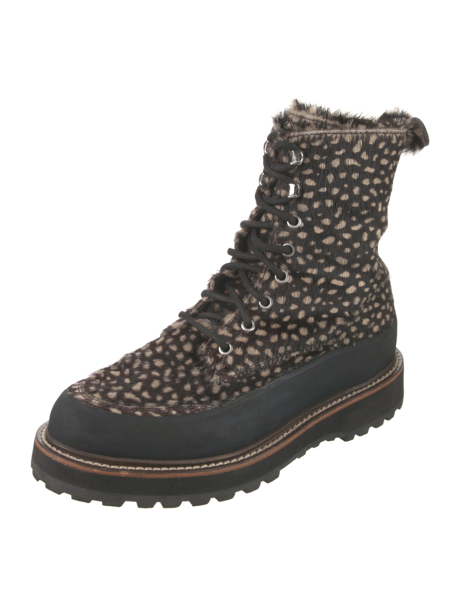 Ulla Johnson Ponyhair Animal Print Combat Boots
