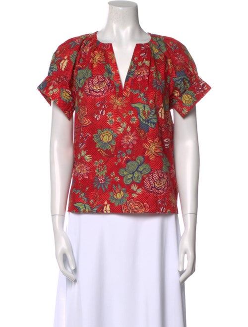 Ulla Johnson Floral Print V-Neck Button-Up Top