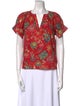 Ulla Johnson Floral Print V-Neck Button-Up Top