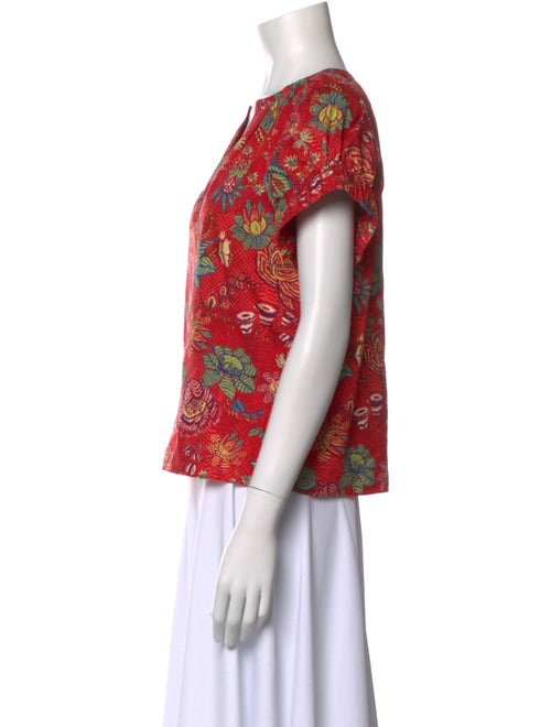 Ulla Johnson Floral Print V-Neck Button-Up Top