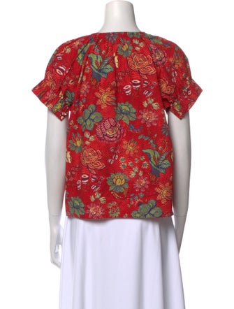 Ulla Johnson Floral Print V-Neck Button-Up Top